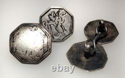 Antique 18th century Dutch Silver Ruitertjes Horseman Button Convert Cufflinks