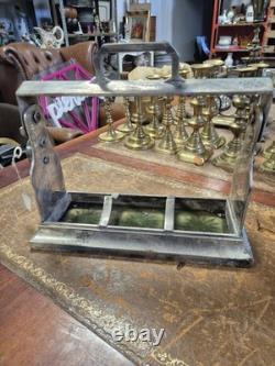 Antique 1900c Original Edwardian Silver Plated Lockable Tantalus &key34x30x14cm
