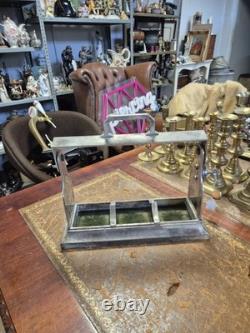 Antique 1900c Original Edwardian Silver Plated Lockable Tantalus &key34x30x14cm