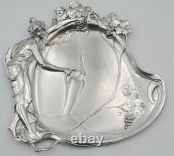 Antique 1900s Germany Rare Original Wmf Art Nouveau Silver plate tray marked