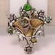 Antique 1920s Art Deco Flower Basket Paste Silver Plate Gold Gilt Pendant