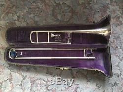 Antique 1921 Elkart The Martin Slide Trombone & Original Case! Silver Plate