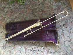 Antique 1921 Elkart The Martin Slide Trombone & Original Case! Silver Plate