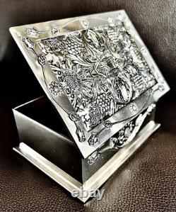 Antique (1930s) Heavy Velvet Lined Silver Plated Trinket Box (5.5/14cm, 750g)