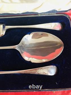 Antique 1933 Walker & Hall SP Three-Piece Dessert Serving Set/Original Box