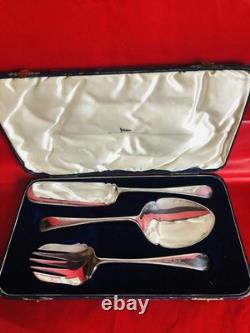 Antique 1933 Walker & Hall SP Three-Piece Dessert Serving Set/Original Box