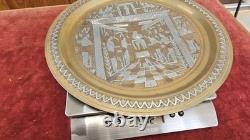Antique 19thC Cairoware Mamluk Revival Charger 12 Silver & Copper Inlay