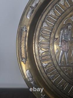 Antique 19thC Cairoware Mamluk Revival Charger 12 Silver & Copper Inlay Script