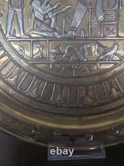 Antique 19thC Cairoware Mamluk Revival Charger 12 Silver & Copper Inlay Script