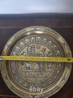 Antique 19thC Cairoware Mamluk Revival Charger 12 Silver & Copper Inlay Script