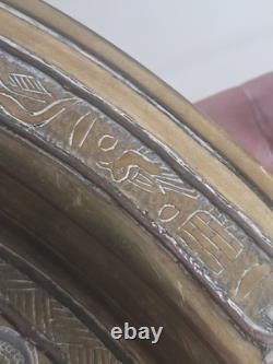 Antique 19thC Cairoware Mamluk Revival Charger 12 Silver & Copper Inlay Script