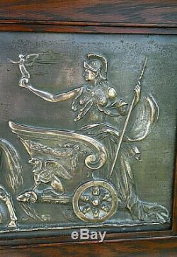 Antique 19thC Roman Goddess of War Bellona Silver Plated Wall Plaque F Schön