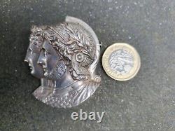Antique 19th C Victorian Silver Plated Athena & Ares Gods Of War Pin Brooch