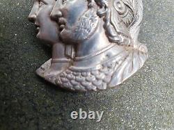 Antique 19th C Victorian Silver Plated Athena & Ares Gods Of War Pin Brooch