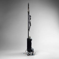 Antique 19th Carved Wood Silver Plate Crucifix Corpus Christi Memento Mori Skull