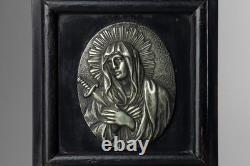 Antique 19th Carved Wood Silver Plate Crucifix Corpus Christi Memento Mori Skull