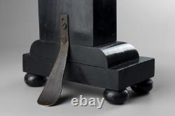 Antique 19th Carved Wood Silver Plate Crucifix Corpus Christi Memento Mori Skull