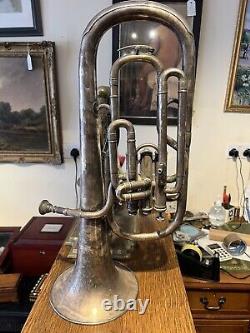 Antique 19th Century Silver Plate Tuba Non Working