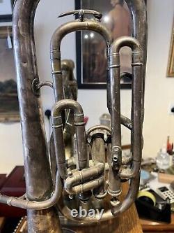 Antique 19th Century Silver Plate Tuba Non Working