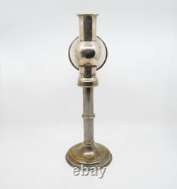 Antique 19th Century Student Silver Plate Desk Lamp Candlestick Home Decor