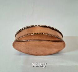 Antique 19th Century copper snuff box, with remnants of silver plate internally