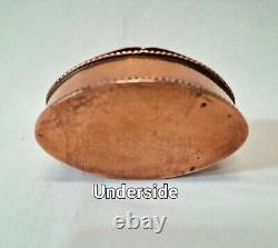 Antique 19th Century copper snuff box, with remnants of silver plate internally