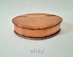 Antique 19th Century copper snuff box, with remnants of silver plate internally