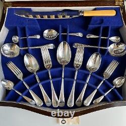 Antique A1 Silver Plated Cutlery Canteen 50-Piece Set 6-Place Setting LOCK & KEY