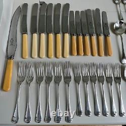 Antique A1 Silver Plated Cutlery Canteen 50-Piece Set 6-Place Setting LOCK & KEY