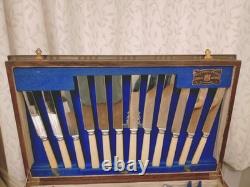 Antique ART DECO 50 Piece Silver Plate Faux Bone CUTLERY SET Viners Sheffield