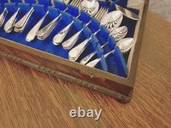 Antique ART DECO 50 Piece Silver Plate Faux Bone CUTLERY SET Viners Sheffield