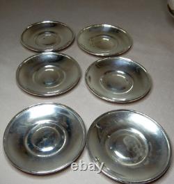 Antique American Sterling Silver Set Of 6 Small Plates