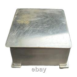 Antique Apollo (4x3x2) Trinket / Jewelry Box Cedar Lined Silver Plate