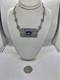 Antique Art Deco Blue Lozenge Shape Plaque Rhodium Plated Sterling Necklace