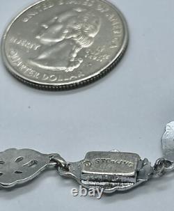 Antique Art Deco Blue Lozenge Shape Plaque Rhodium Plated Sterling Necklace