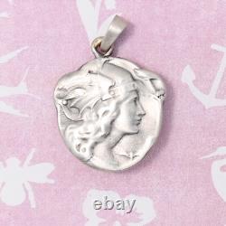 Antique Art Deco French Silver Plated Goddess Athena Signed Becker Charm Pendant