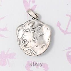 Antique Art Deco French Silver Plated Goddess Athena Signed Becker Charm Pendant