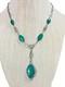 Antique Art Deco Green Stone Rhodium Plated Necklace