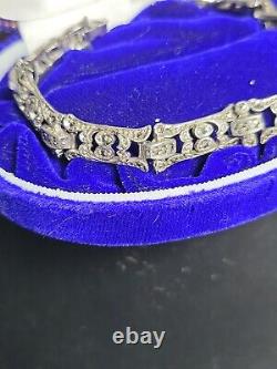 Antique Art Deco Marcasite Book Chain Bracelet
