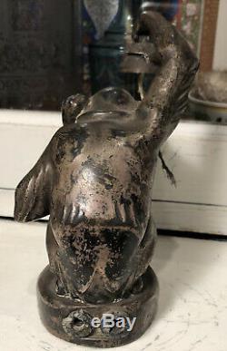 Antique Art Deco Max Le Verrier Silver Plate Monkey Statuette Light to Restore