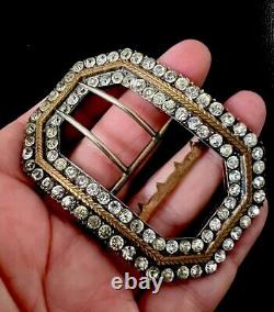 Antique Art Deco Silver And Gold Plated Paste Buckle