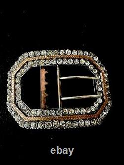 Antique Art Deco Silver And Gold Plated Paste Buckle