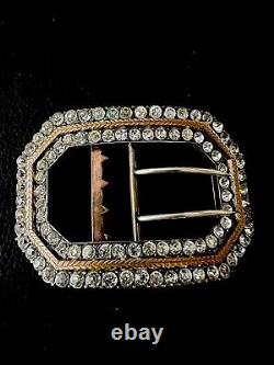 Antique Art Deco Silver And Gold Plated Paste Buckle