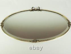 Antique Art Nouveau Neoclassical Bevelled Silver Plated Wall Mirror with Bows