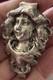 Antique Art Nouveau Silver Chatelaine Belt Clip Smiling Maiden Woman Hard 2 Find