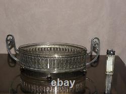 Antique Art Nouveau Silver Plated Centrepiece Handled Bowl With Glass Liner