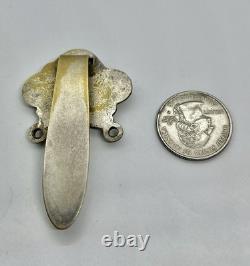 Antique Art Nouveau Stylized Woman Repousse Silver Plated Chatelaine Clip