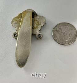 Antique Art Nouveau Stylized Woman Repousse Silver Plated Chatelaine Clip