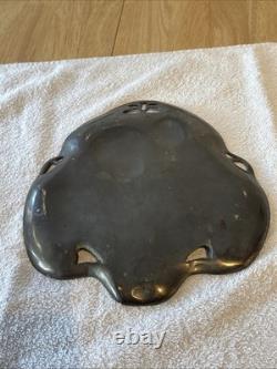 Antique Art Nouveau Two Maidens Dish Plaque Heavy Metal Silver Colour Finish