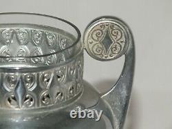 Antique Art Nouveau WMF German Silver Plated Vase glass insert Matching pair